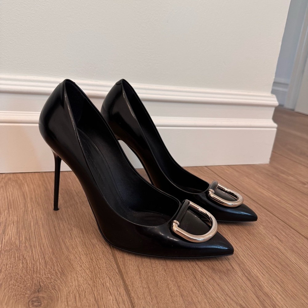 Burberry Black Stiletto Heels with Metallic Accent